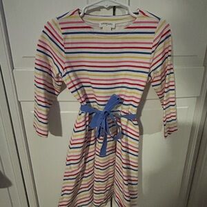 Crewcuts Multicolor Striped Dress with Blue Tie